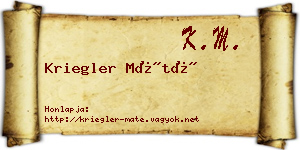 Kriegler Máté névjegykártya