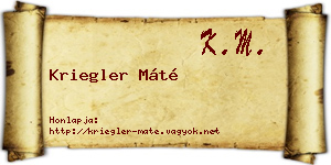 Kriegler Máté névjegykártya